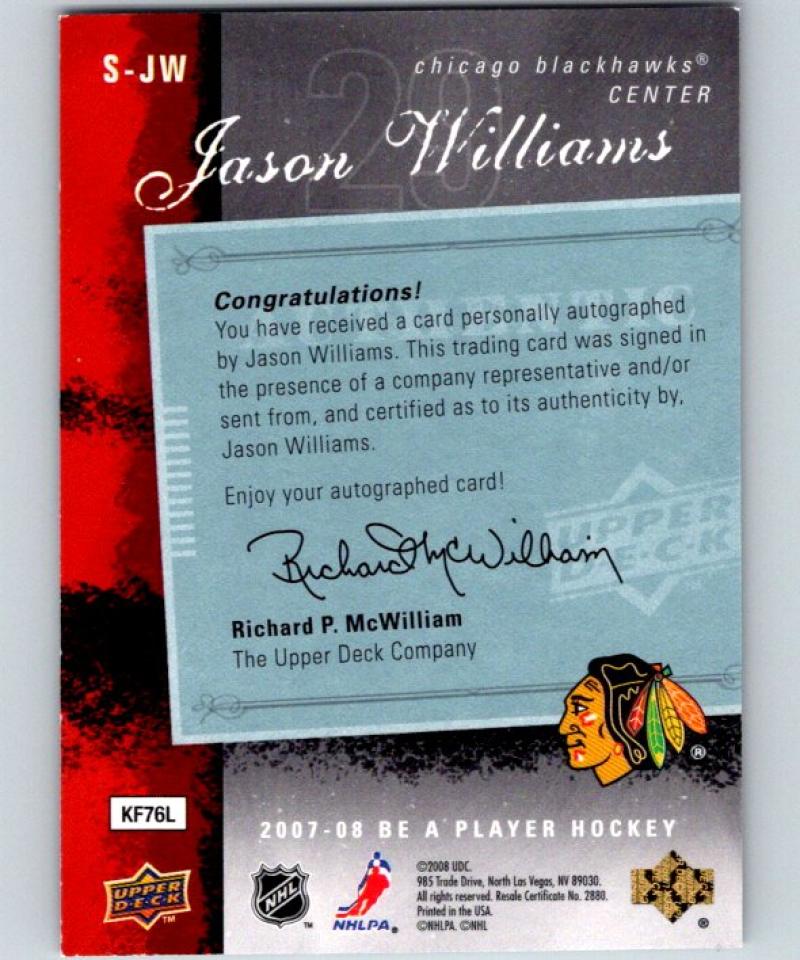 2007-08 Upper Deck Be A Player Signatures #SJW Jason Williams Auto 04427