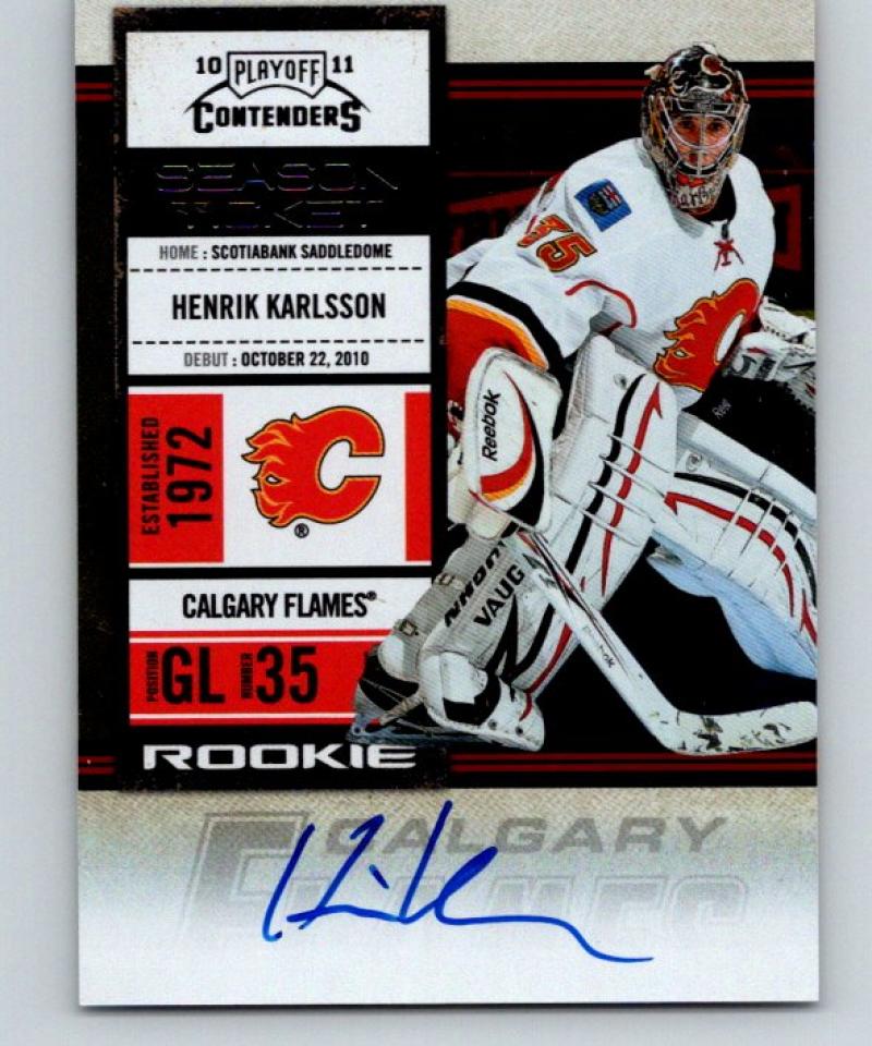 2010-11 Playoff Contenders Rookie Tickets #124 Henrik Karlsson Auto RC 04441 Image 1