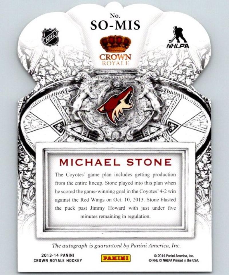 2013-14 Panini Crown Royale Sovereign Sigs Michael Stone Auto NHL 04446