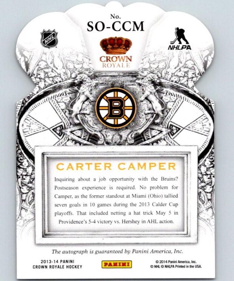 2013-14 Panini Crown Royale Sovereign Sigs Carter Camper Auto NHL 04447
