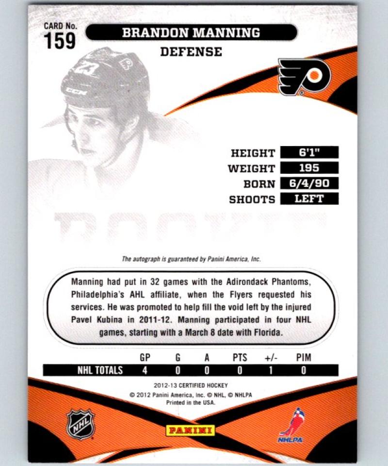 2012-13 Panini Certified #159 Brandon Manning AU RC 374/999 NHL 04451