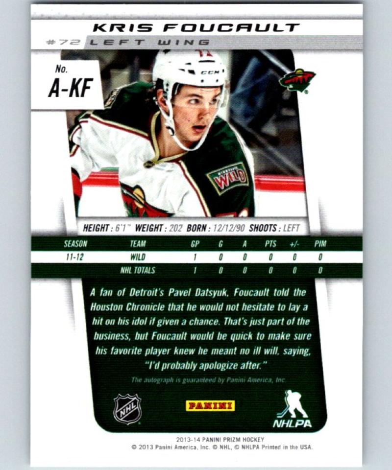 2013-14 Panini Prizm Autographs Kris Foucault Hockey NHL Auto 04459