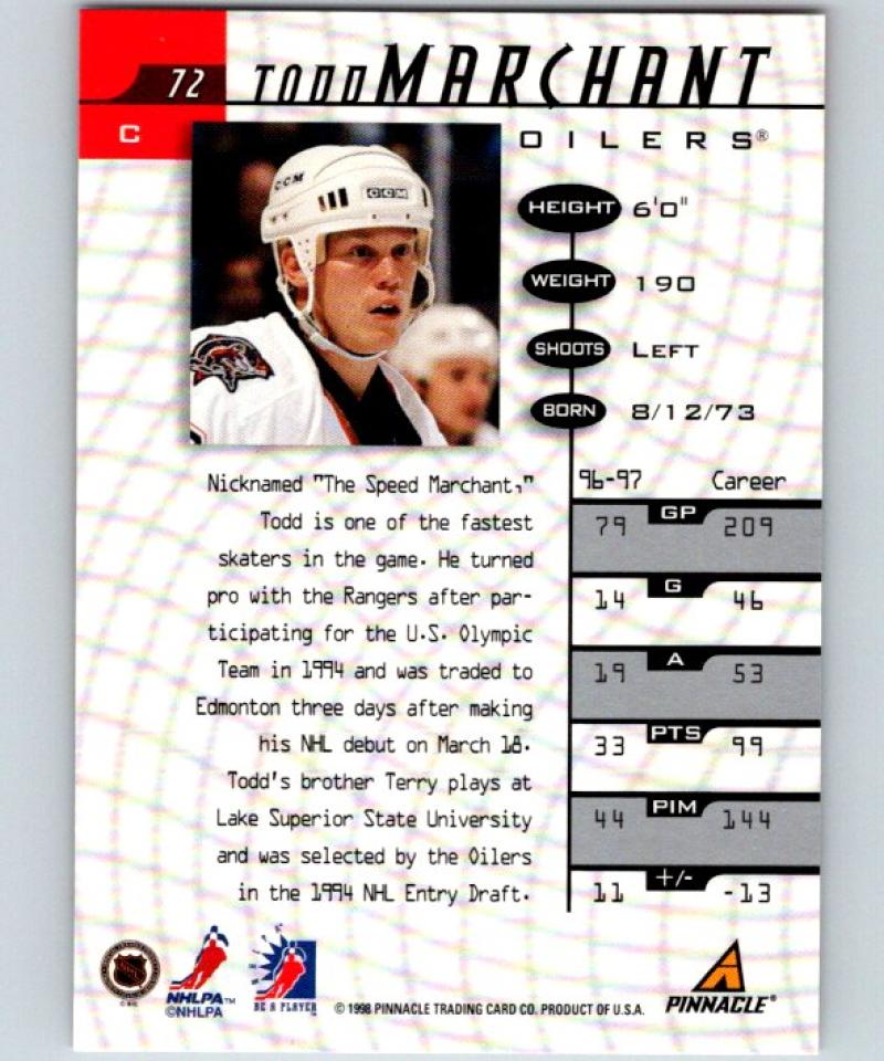 1997-98 Be A Player Autographs Todd Marchant Hockey NHL Auto 04471