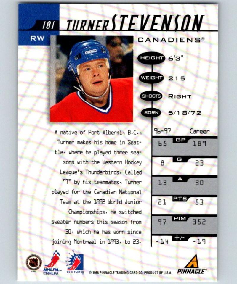 1997-98 Be A Player Autographs Turner Stevenson Hockey NHL Auto 04472