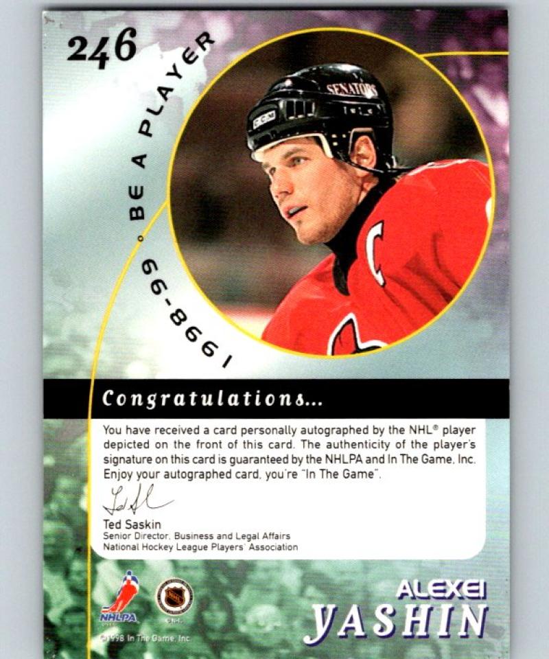 1998-99 Be A Player Autographs Gold Alexei Yashin NHL Hockey Auto 04477