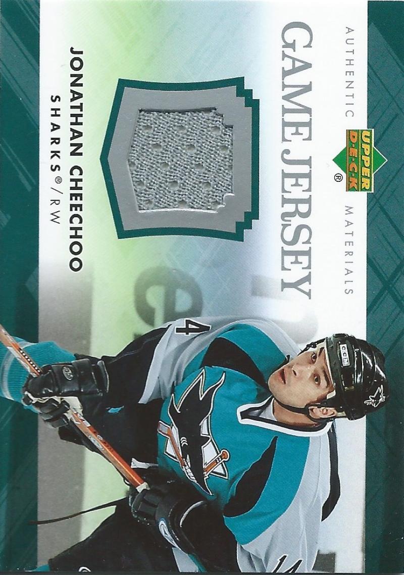2007-08 Upper Deck Game Jerseys #JCJ Jonathan Cheechoo NHL Hockey 04538 Image 1