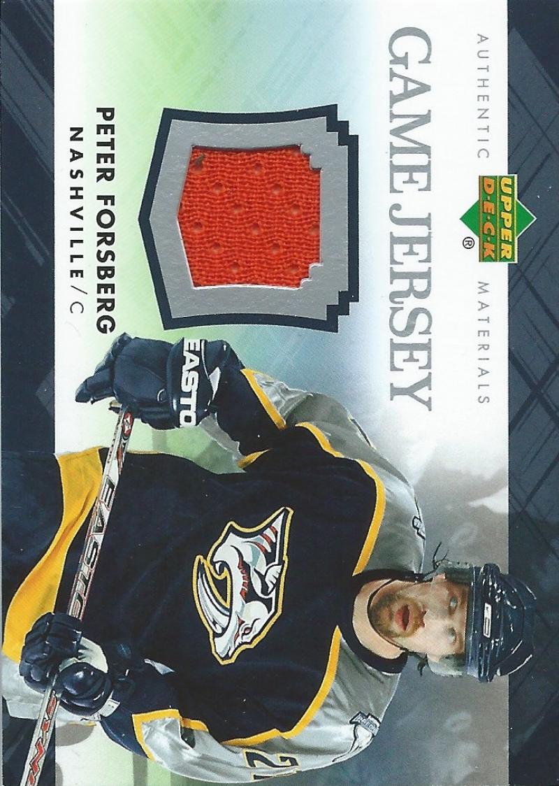 2007-08 Upper Deck Game Jerseys #JPF Peter Forsberg NHL Hockey 04545