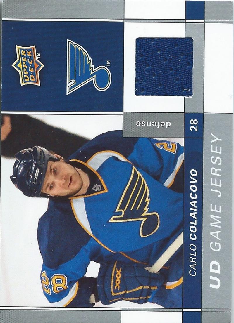 2009-10 Upper Deck Game Jerseys #GJCC Carlo Colaiacovo NHL Hockey 04574 Image 1