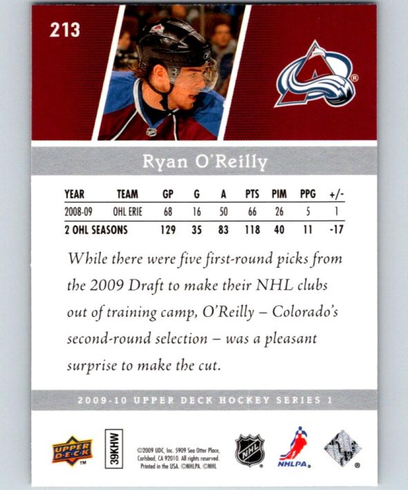 2009-10 Upper Deck #213 Ryan O'Reilly NHL RC Rookie Young Guns YG 04591