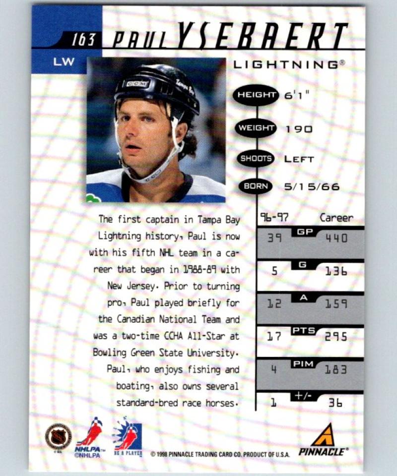 1997-98 Be A Player Autographs #163 Paul Ysebaert NHL Auto Lightning 04709