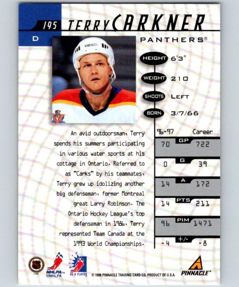 1997-98 Be A Player Autographs #195 Terry Carkner NHL Auto Panthers 04712