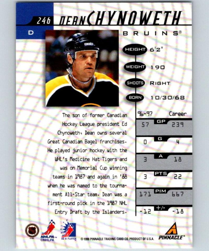 1997-98 Be A Player Autographs #246 Dean Chynoweth NHL Auto Bruins 04716