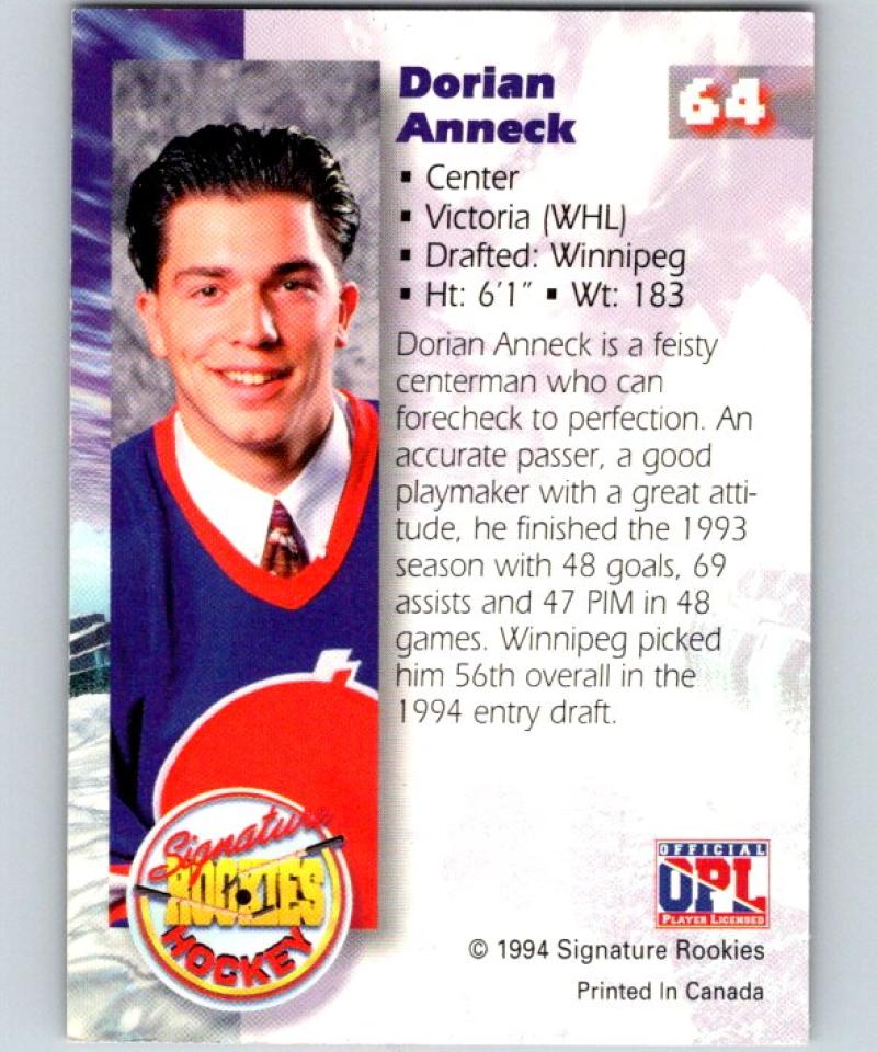 1995-96 Signature Rookies Signatures Dorian Anneck /7750 Auto 04717