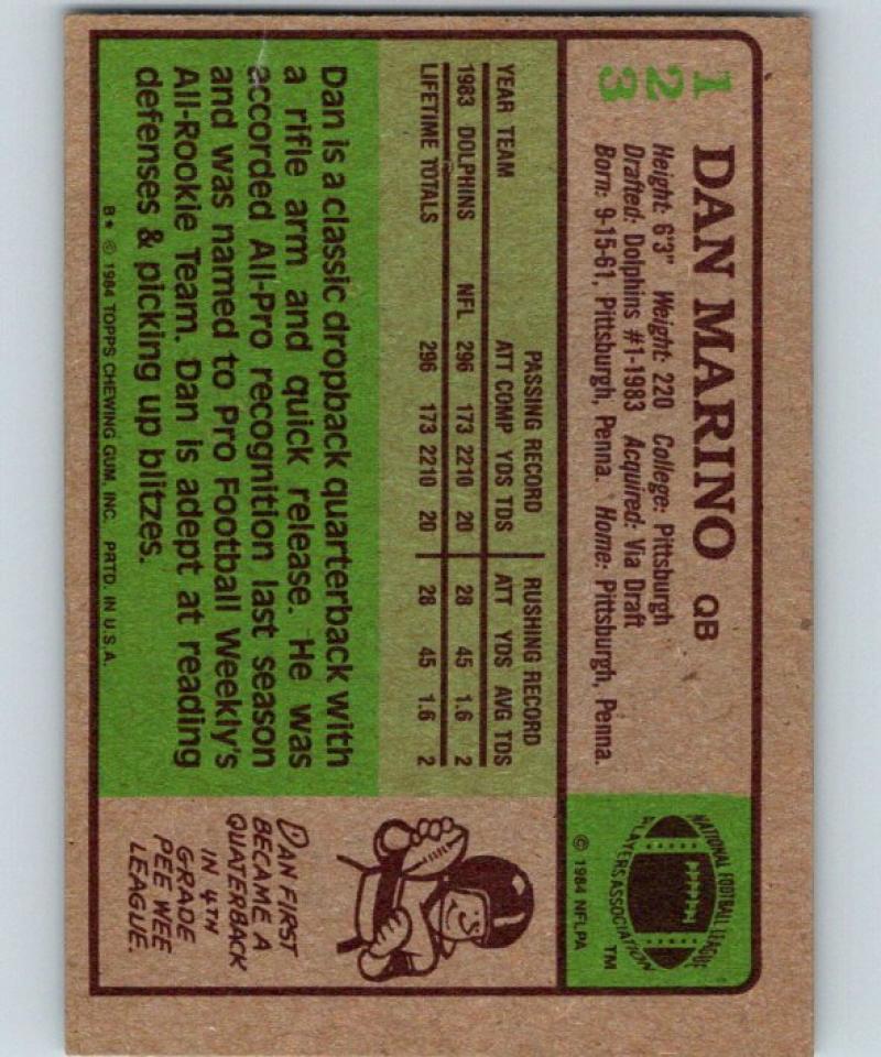 1984 Topps #123 Dan Marino NM-MT Football NFL RC Rookie Dolphins 04724