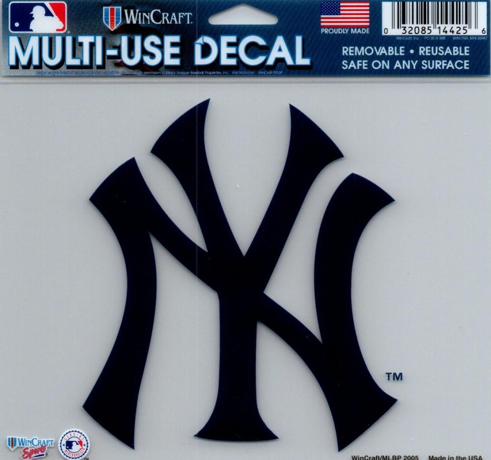 New York Yankees Multi-Use Decal Sticker 5"x6" Clear Back Image 1