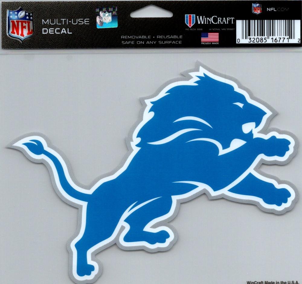 Detroit Lions Multi-Use Decal Sticker 5"x6" NFL Clear Back Image 1
