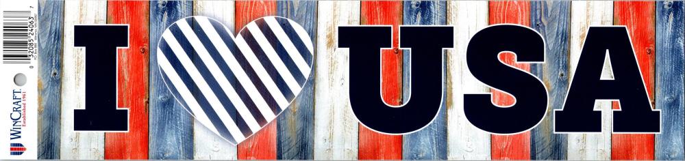 United States USA Bumper Strip 3"x12" I Love USA Image 1
