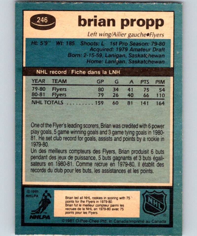 1981-82 O-Pee-Chee #246 Brian Propp Flyers 6539