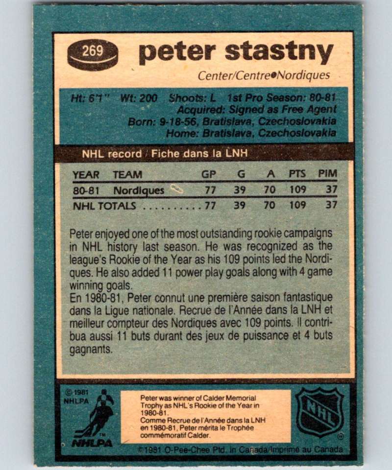 1981-82 O-Pee-Chee #269 Peter Stastny RC Rookie Nordiques 6562
