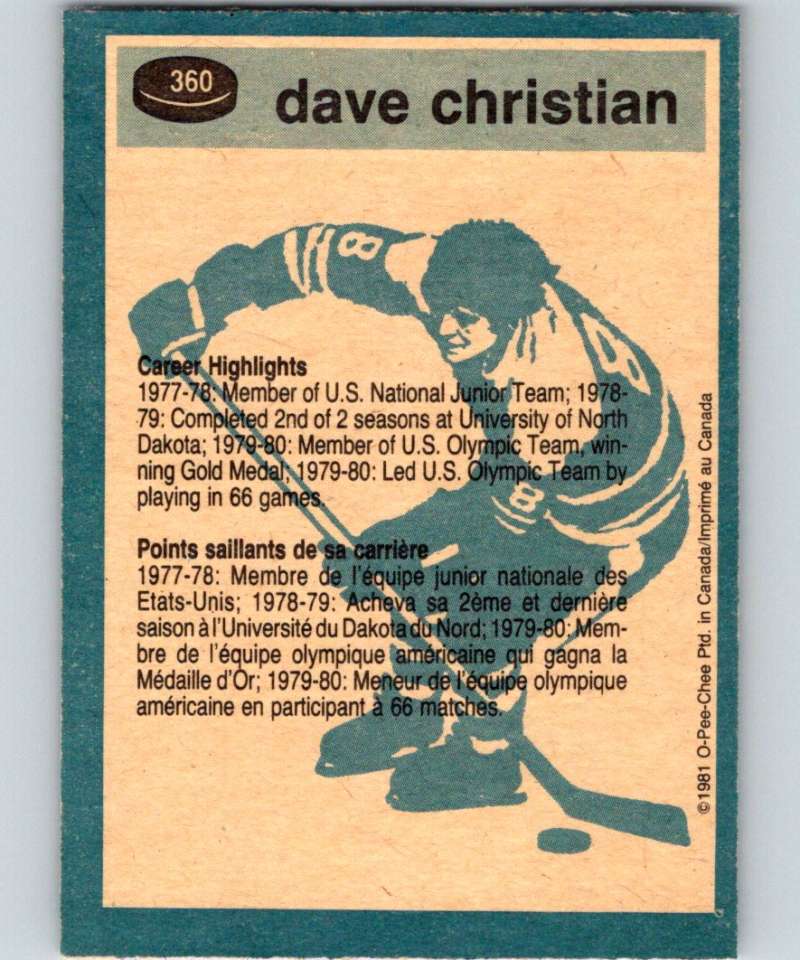 1981-82 O-Pee-Chee #360 Dave Christian Winn Jets 6653