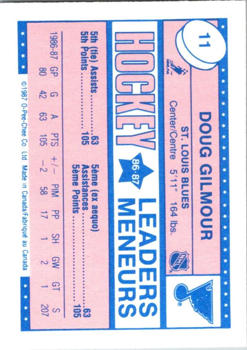 1987-88 O-Pee-Chee Minis #11 Doug Gilmour Blues NHL 05400