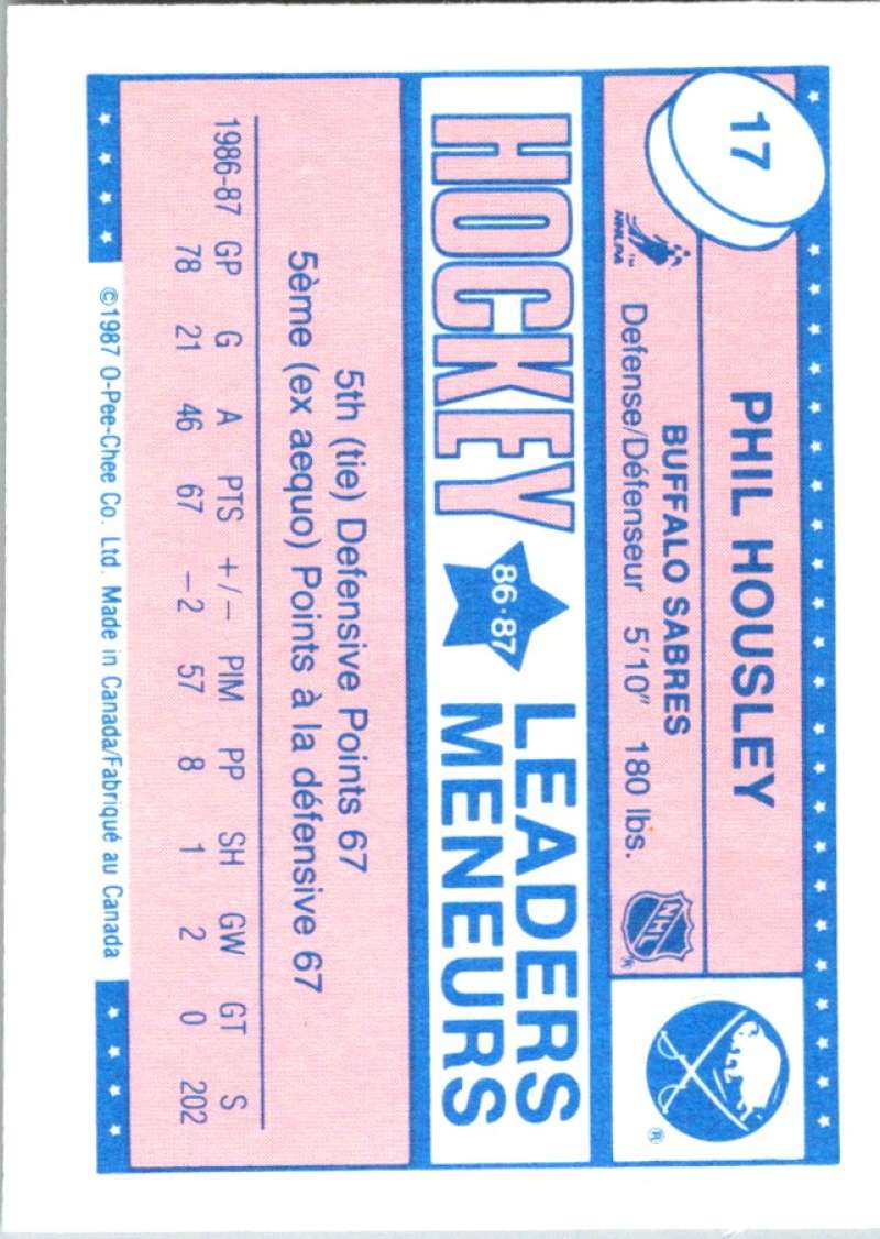 1987-88 O-Pee-Chee Minis #17 Phil Housley Sabres NHL 05406