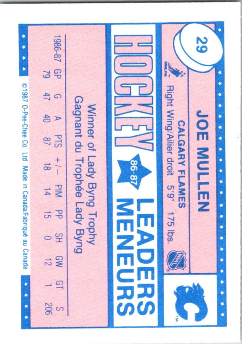 1987-88 O-Pee-Chee Minis #29 Joe Mullen Flames NHL 05418 Image 2