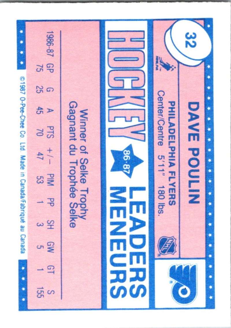 1987-88 O-Pee-Chee Minis #32 Dave Poulin Flyers NHL 05421 Image 2