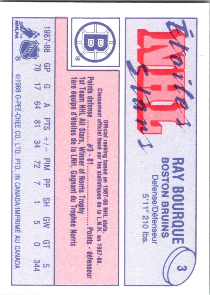1988-89 O-Pee-Chee Minis #3 Ray Bourque Bruins NHL 04730