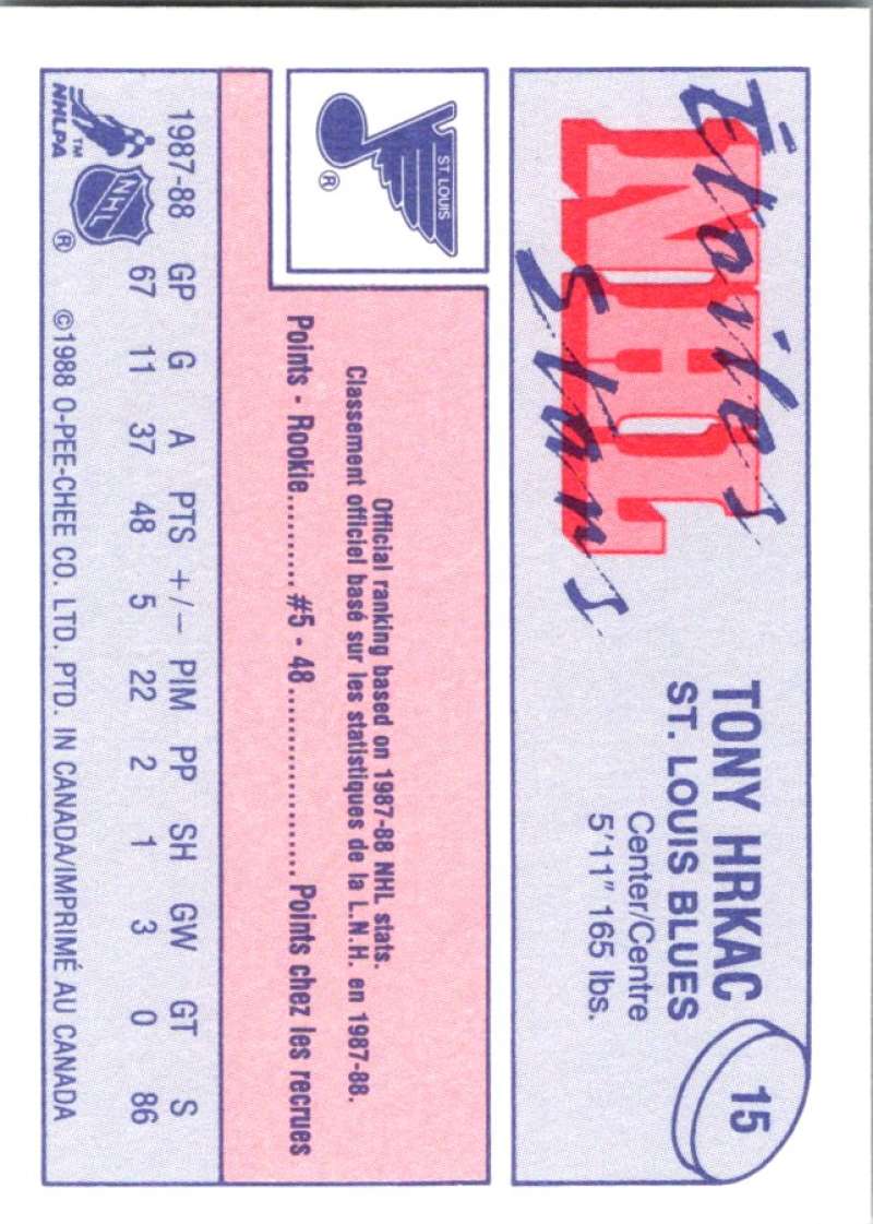 1988-89 O-Pee-Chee Minis #15 Tony Hrkac Blues NHL 04742