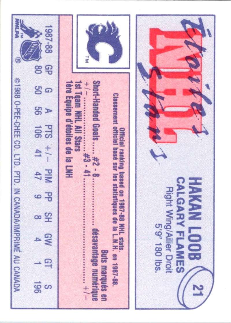 1988-89 O-Pee-Chee Minis #21 Hakan Loob Flames NHL 04748