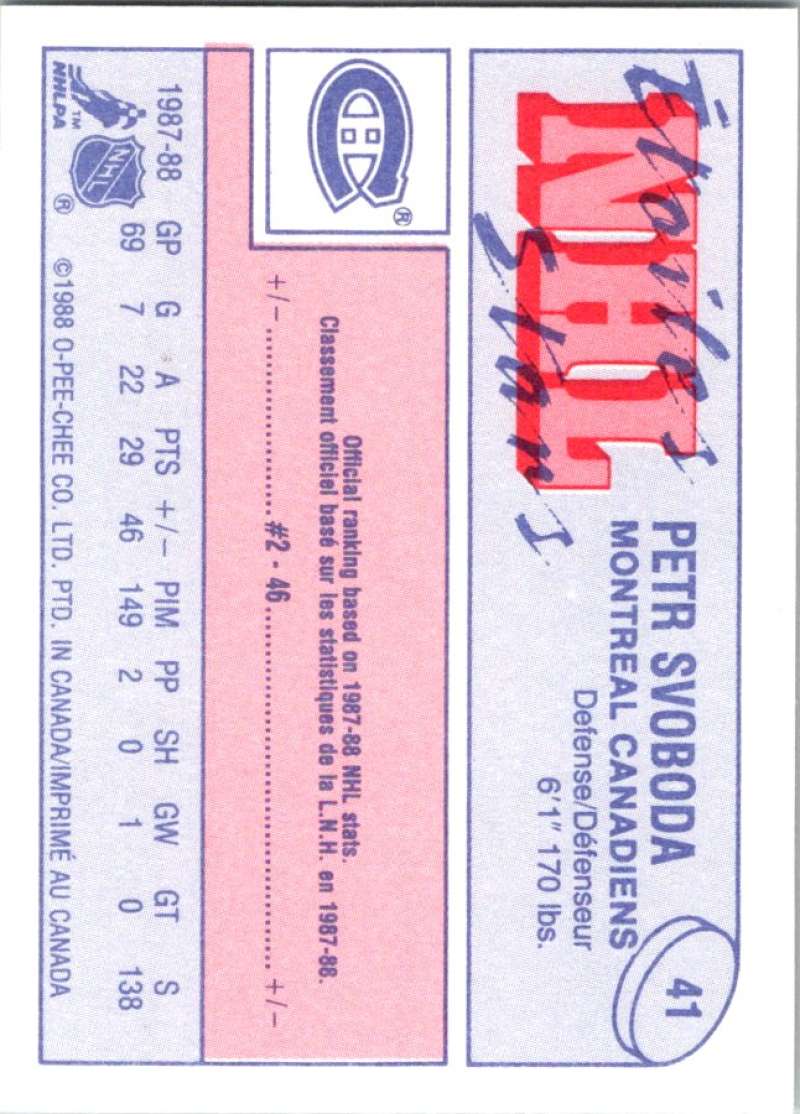 1988-89 O-Pee-Chee Minis #41 Petr Svoboda Canadiens NHL 06689