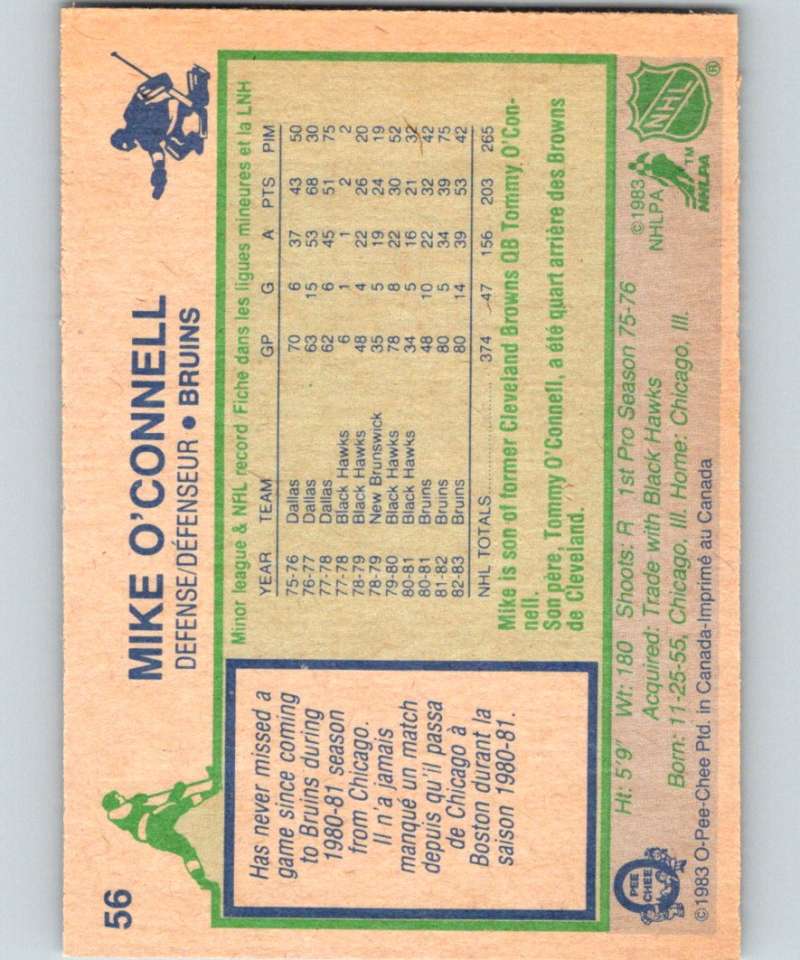 1983-84 O-Pee-Chee #56 Mike O'Connell Bruins NHL Hockey
