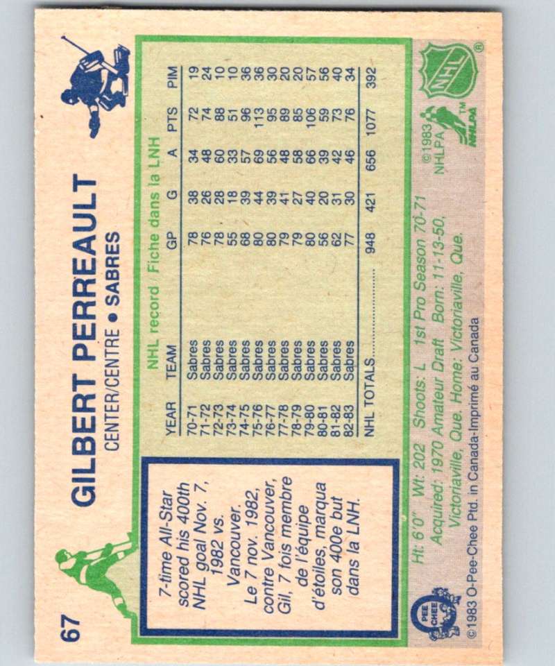 1983-84 O-Pee-Chee #67 Gilbert Perreault Sabres NHL Hockey