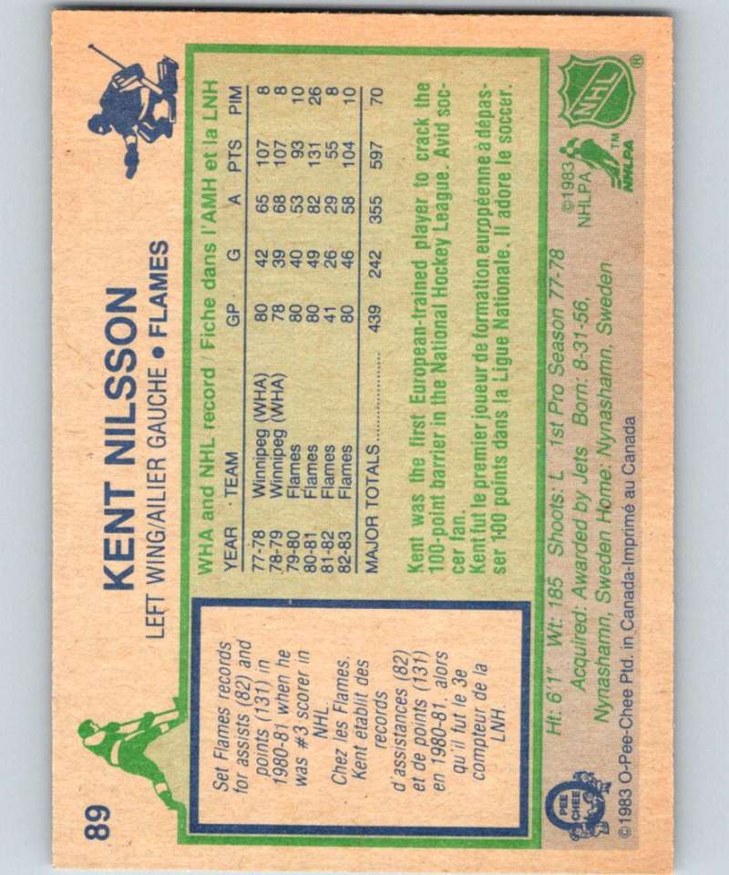 1983-84 O-Pee-Chee #89 Kent Nilsson Flames NHL Hockey