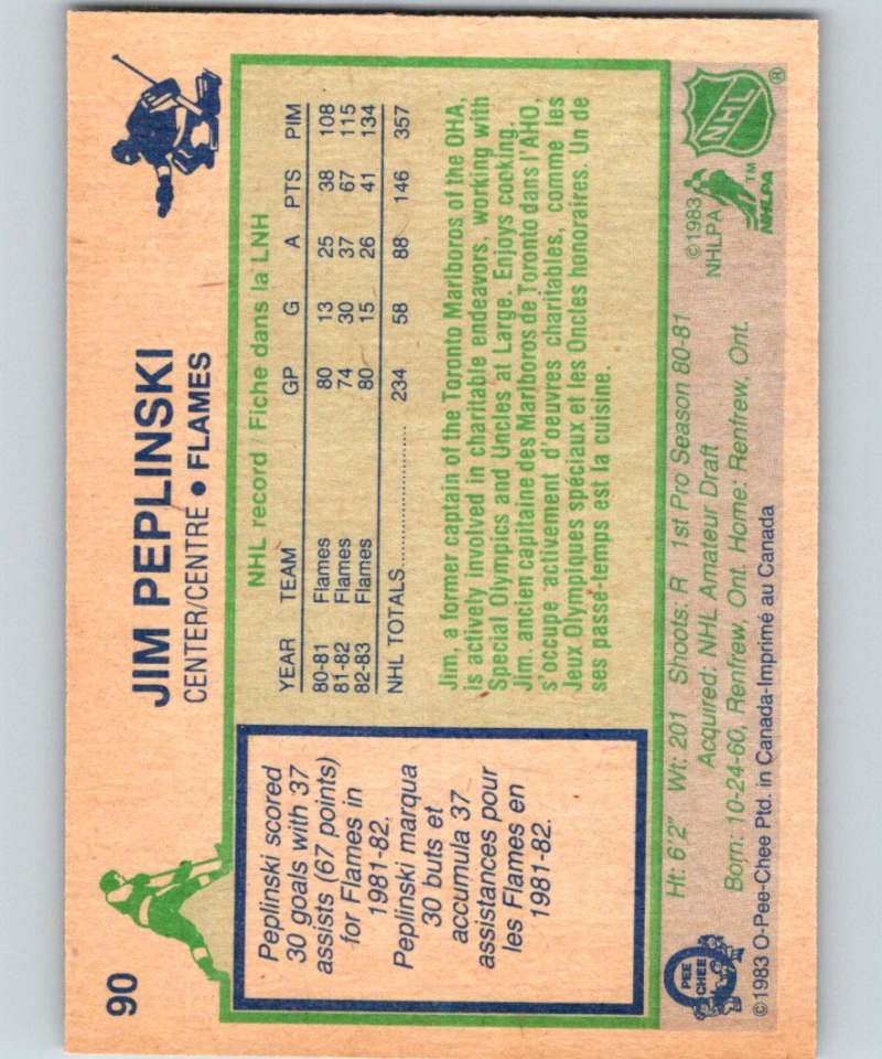 1983-84 O-Pee-Chee #90 Jim Peplinski Flames NHL Hockey