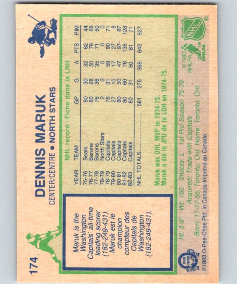 1983-84 O-Pee-Chee #174 Dennis Maruk North Stars NHL Hockey