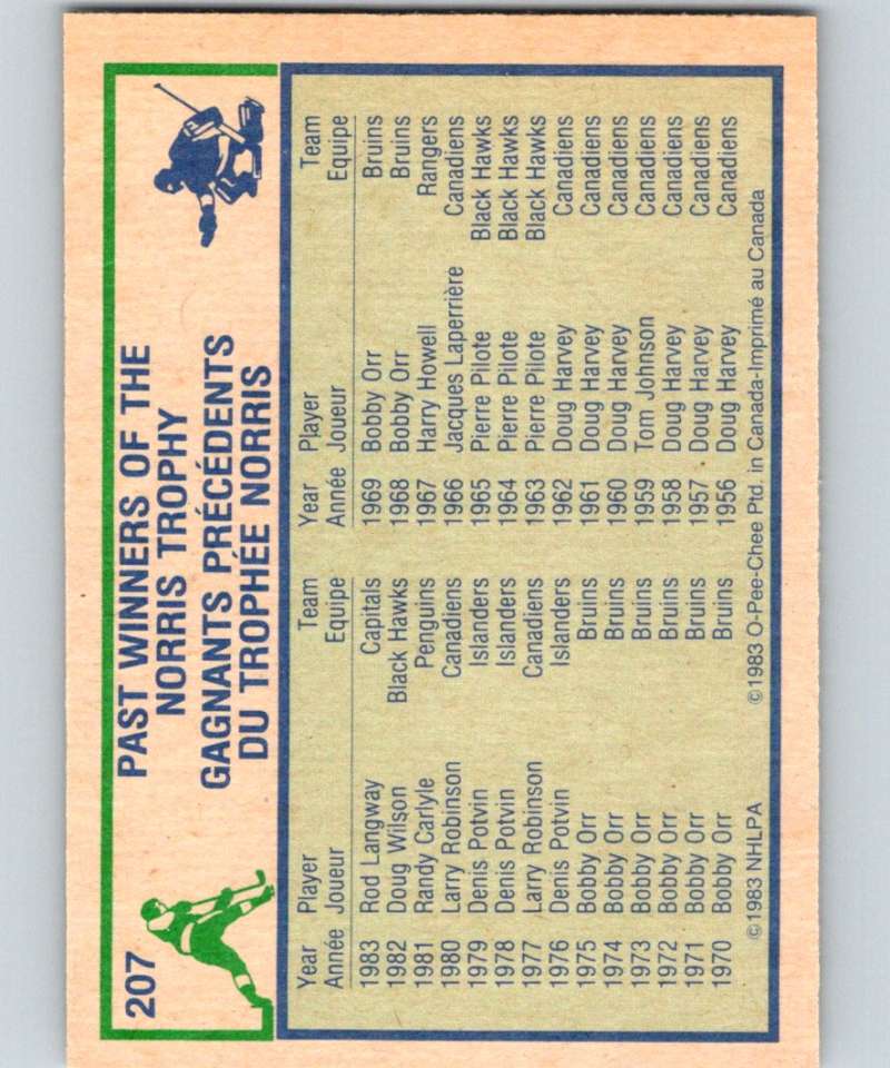 1983-84 O-Pee-Chee #207 Rod Langway Capitals NHL Hockey