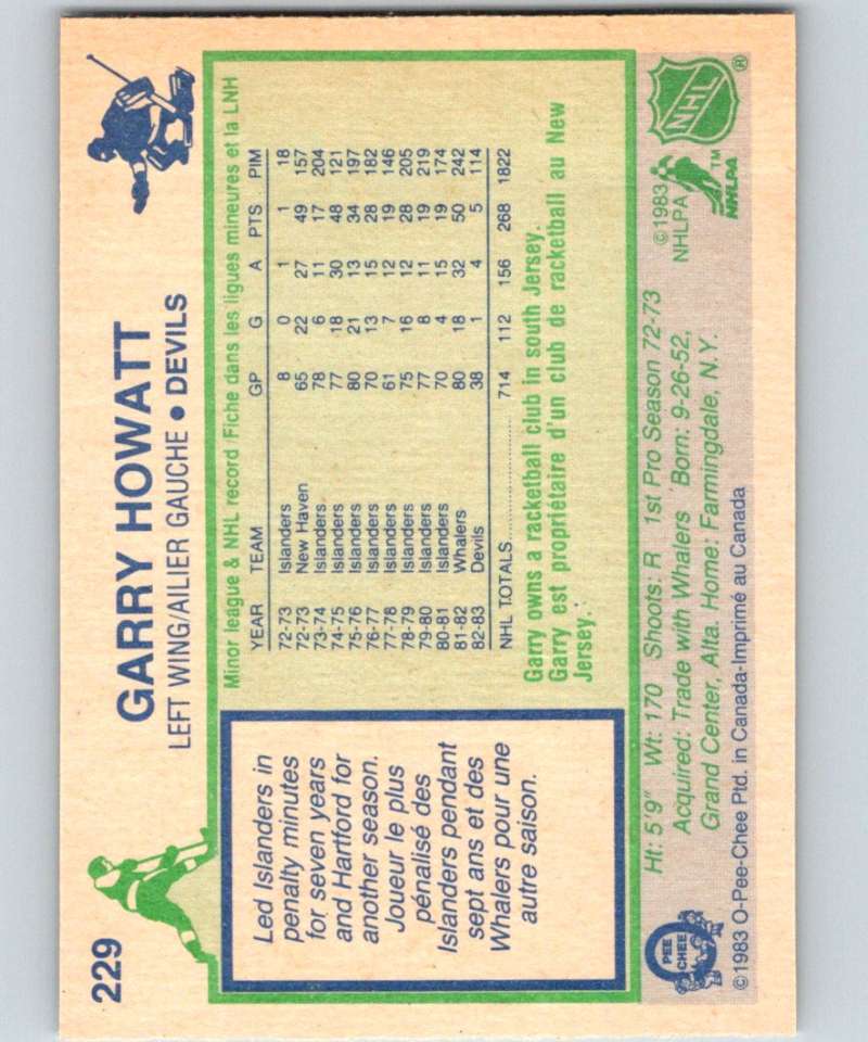 1983-84 O-Pee-Chee #229 Garry Howatt NJ Devils NHL Hockey