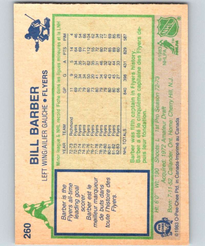 1983-84 O-Pee-Chee #260 Bill Barber Flyers NHL Hockey