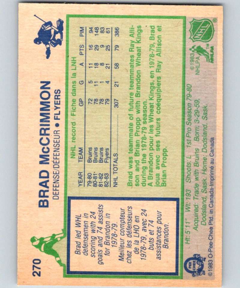 1983-84 O-Pee-Chee #270 Brad McCrimmon Flyers NHL Hockey