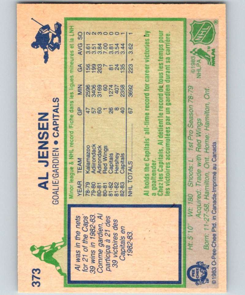 1983-84 O-Pee-Chee #373 Al Jensen RC Rookie Capitals NHL Hockey