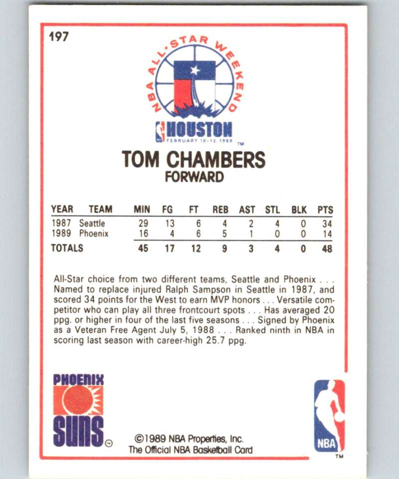 1989-90 Hoops #197 Tom Chambers Suns AS NBA Basketball Image 2
