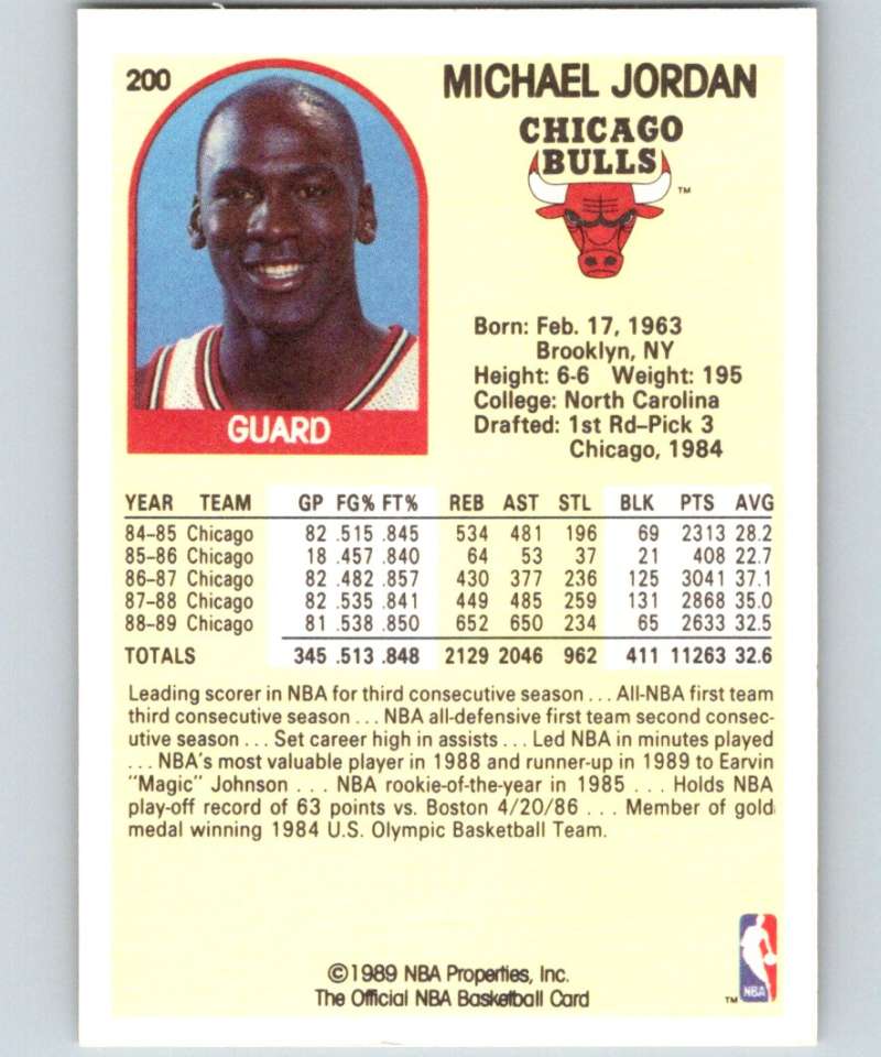 1989-90 Hoops #200 Michael Jordan Bulls NBA Basketball