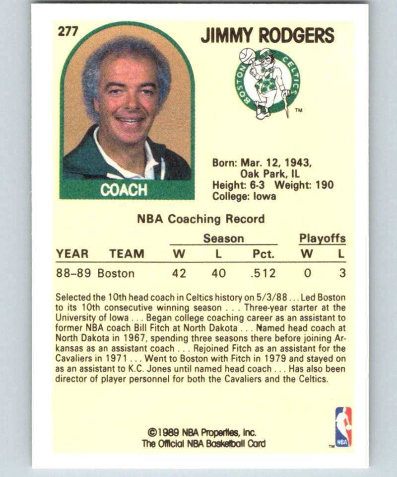 1989-90 Hoops #277 Jimmy Rodgers Celtics CO NBA Basketball