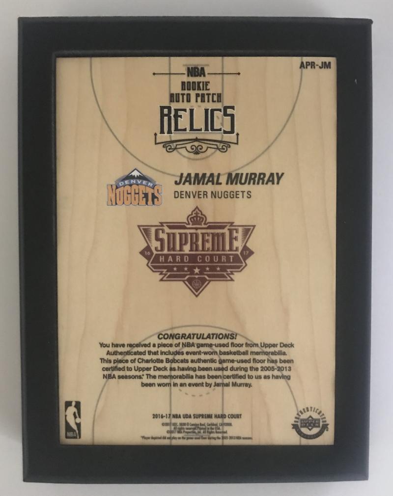 2016-17 Upper Deck Supreme Hard Court 5"x7" Jamal Murray 139/199 Patch Auto