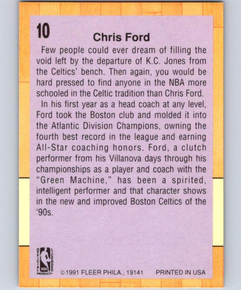 1991-92 Fleer #10 Chris Ford Celtics CO NBA Basketball