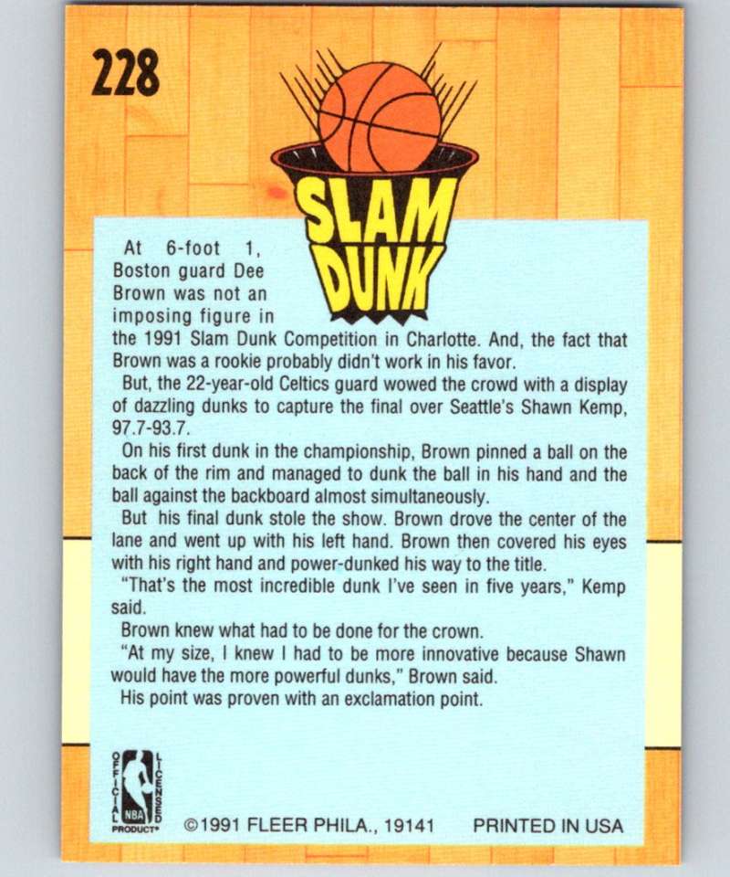 1991-92 Fleer #228 Dee Brown Celtics SD NBA Basketball Image 2
