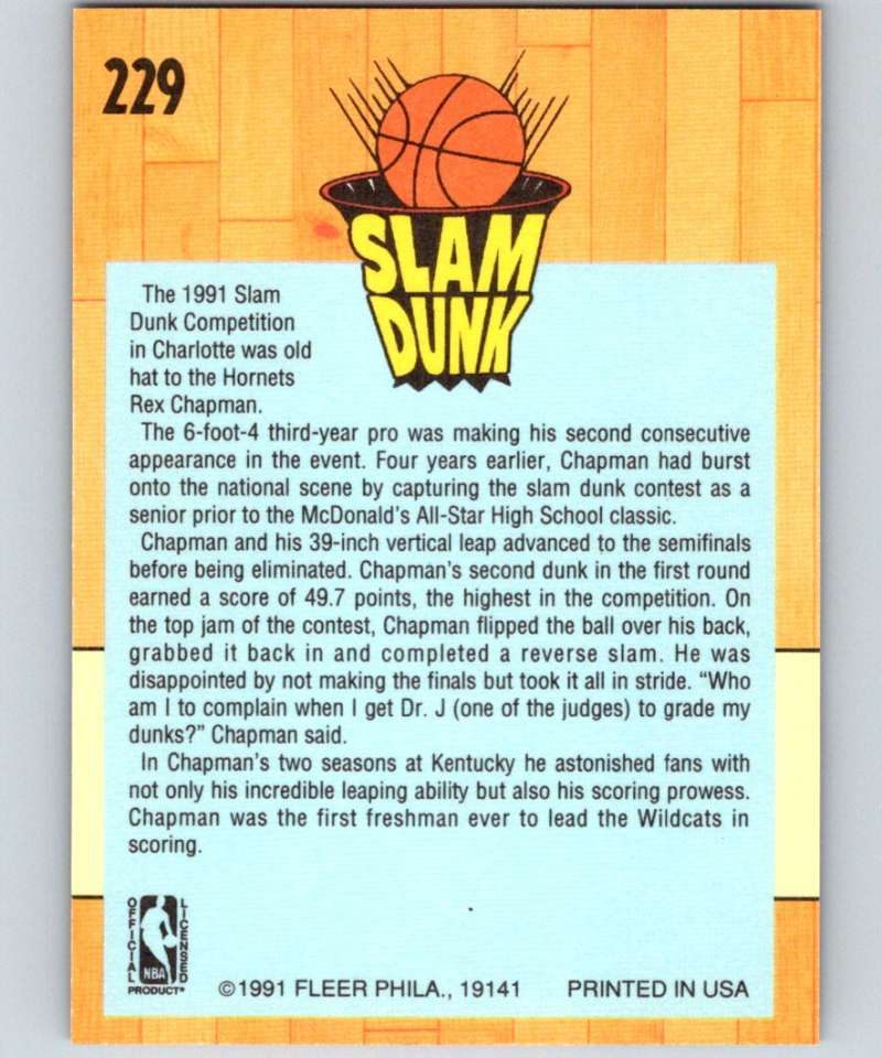 1991-92 Fleer #229 Rex Chapman Hornets SD NBA Basketball
