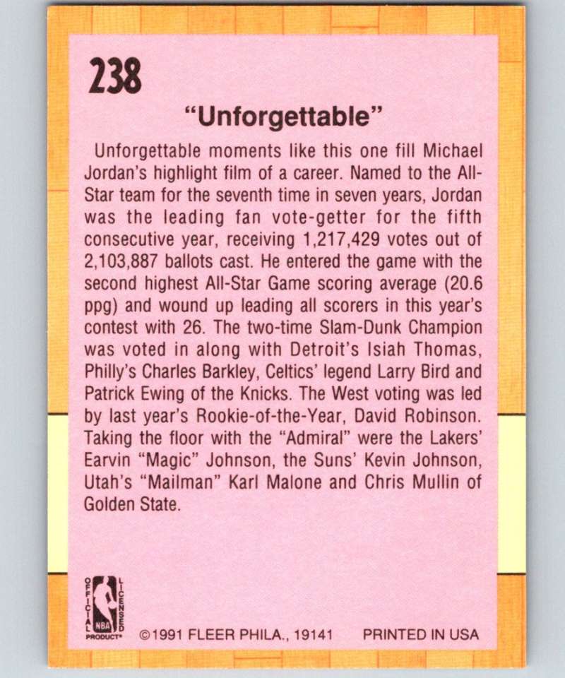 1991-92 Fleer #238 '91 All Star Game NBA Basketball Image 2
